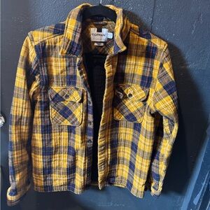 Topman Mustard and Navy Plaid Flannel Shirt Size Small
